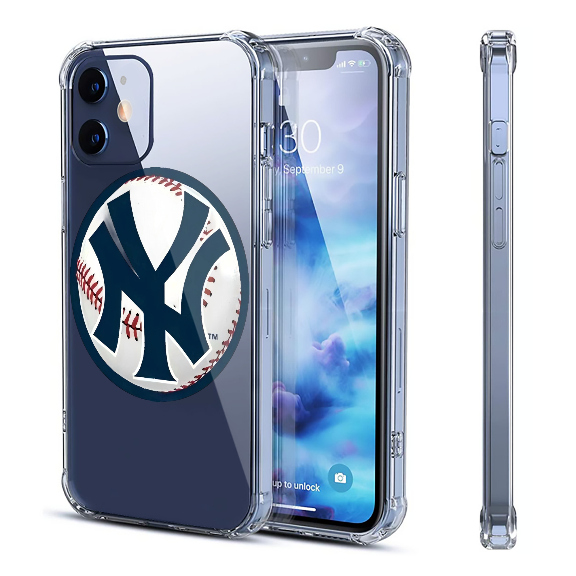 New York Yankees Baseball Clear IPhone 12 Case – Soft TPU With UV Print – Enhanced Drop Protection, Precise Fit, Anti-Fingerprint, Customizable Design, Scratch-Resistant, Yellow-Resistant
